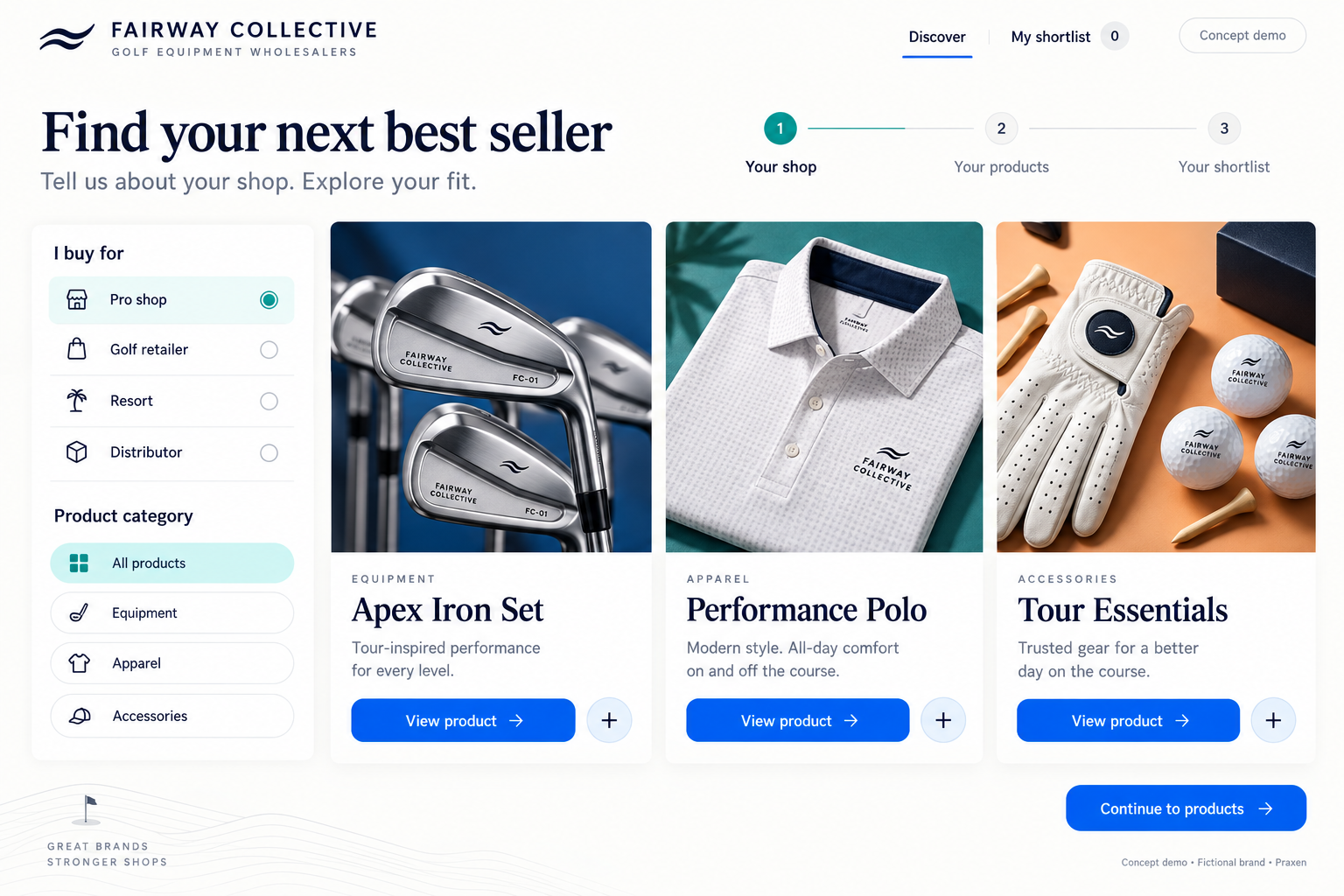 BoothConnect product finder concept screen