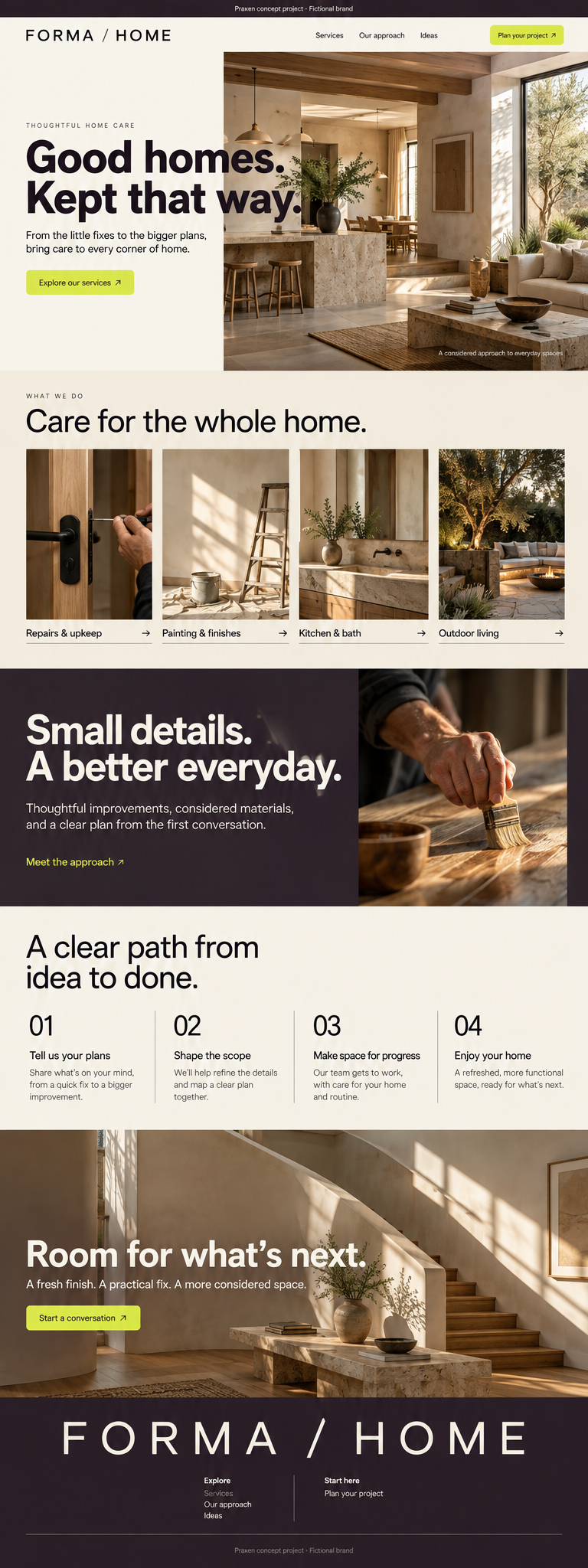 FORMA / HOME full homepage concept for home services
