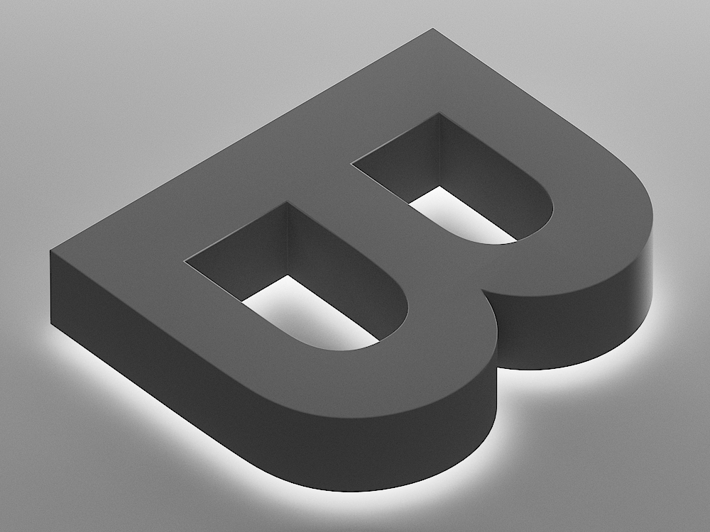 Reverse Lit — Neutral single-letter B product render, front view; no supplier/client branding