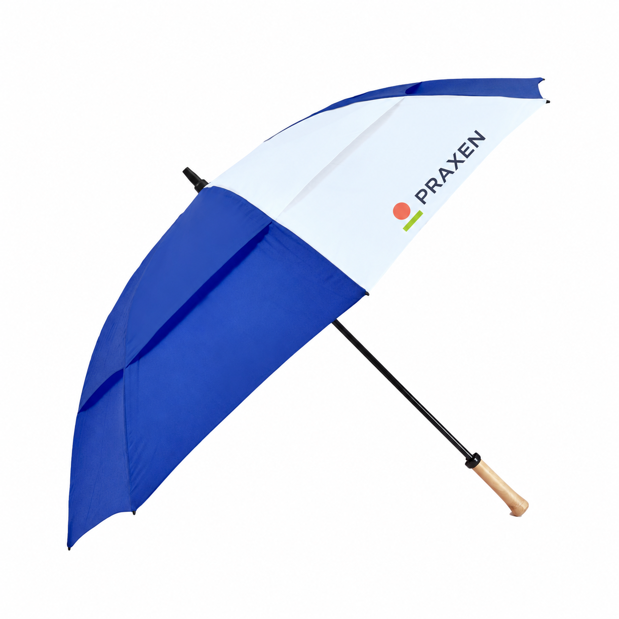 GreenBrella Golf Umbrella Full-Color Imprint 1 Panel Location — Original artwork concept — representative placed panel imprint. Colors and visible imprint locations are illustrative; selected SKU specifications govern