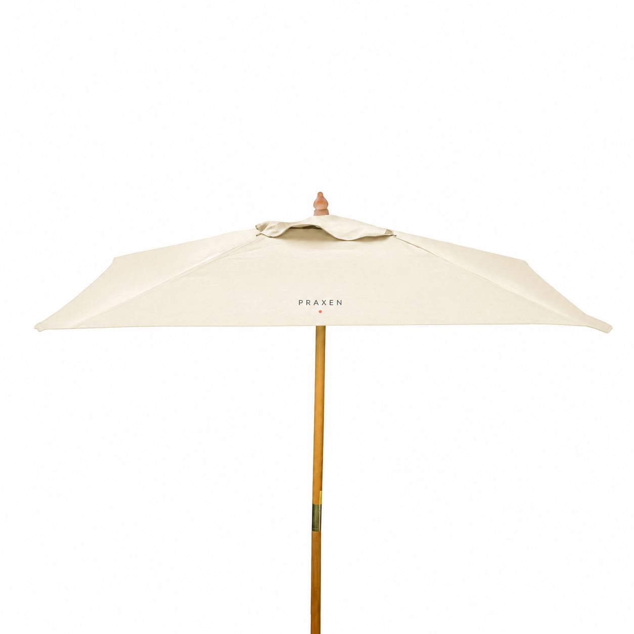 8' Square Wood Market Umbrella Kit (1 Imprint) — Original artwork concept. Colors and imprint-location count are illustrative; selected SKU specifications govern. Canopy/artwork view retains source pole crop; lower pole end and base are not shown.